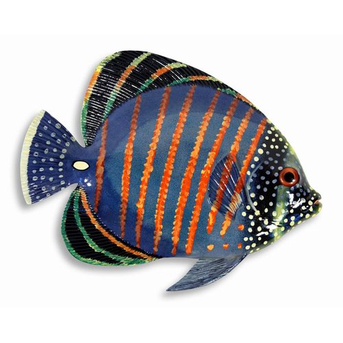 Handpainted L-A Tropical Fish Replica Wall Mount Decor Plaque 6" (Set Of 6)