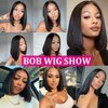 12inch Bob Wig Human Hair 13x4 Straight Lace Front Wigs Wear and Go Glueless Human Hair Bob Wigs Pre Plucked with Baby Hair Straight Bob Frontal Wigs for Black Women Natural Color