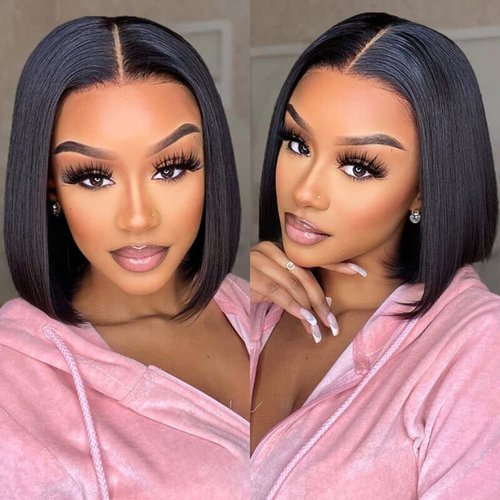 Hanne Fashion U Part Human Hair Wigs Brazilian Virgin Human Hair Wig Short Bob Wig for Black Wome...