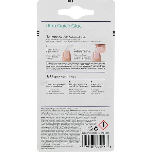 Nailene 0.10 Ounce Ultra Quick Nail Glue - (3 Pack)