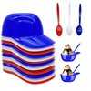 KKpxafl 24 Pack Baseball Helmet Ice Cream Bowls 12pc 8oz Mini Dessert Cups and 12pc Spoons,Party Snack Cups for Birthday, Reusable, for Dessert & Snack (Red, Dark Blue, White)