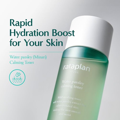 RATAPLAN Water Parsley Calming Toner with Centella Asiatica, Heartleaf, Korean Skin Care, Reduce Skin Heat, Hypoallergenic Soothing Toner, 7.10 fl oz