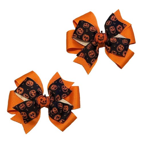 Jack-O-Lantern Toddler Hair Bow Set