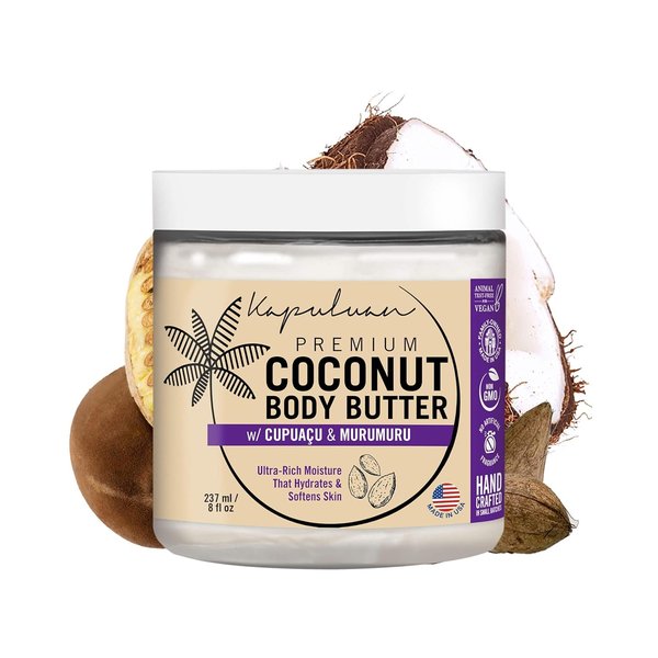 Coconut Body Butter for Women Dry Skin, Body Butter with Pure Coconut Oil, Cupuaçu & Murumuru, Whipped Body Butter for Women, Shea Body Butter Cream, Mantequilla Corporal (Watermelon & Freesia Scent)