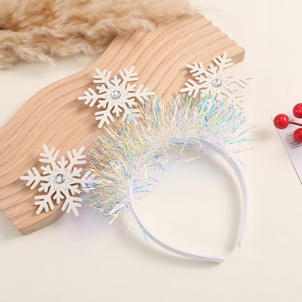 Ecuupas Christmas Headbands Snowflake Hairbands Glitter Snowflake Rhinestone Hair Hoop Xmas Headpiece Woman Girls Hair Decoration for Festival Holiday Winter Party Supplies