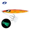 OCEAN CAT 1 PC Lead Metal Flat Slow Fall Pitch Fishing Jigs Lures Sinking Vertical Jigging Bait with Butterfly Hook for Saltwater Fishing (Red&Gold, 80g)