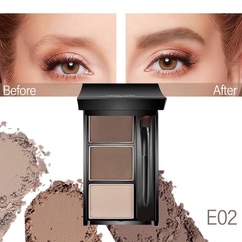 Eyebrow Powder Kit,Eye Brow Powder for Women Long-Lasting Waterproof Three Colors Brow Filler Get Full Defined Natural Brows,Eyebrow Contour Palette with Mirror & Eyebrow Brush,sombra para cejas