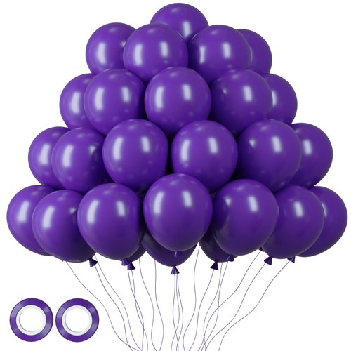 Voircoloria 105pcs Dark Purple Balloons 12inch Party Latex Balloons for Birthday Baby Shower Halloween Wedding Valentine's Day Party Bachelorette Decorations