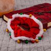 LUX ACCESSORIES Christmas Red and White Velvet Elastic Scrunchie with Jingle Bells