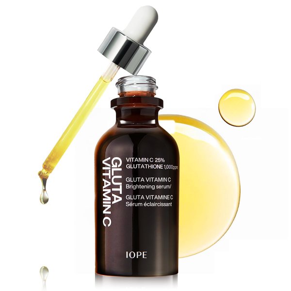 IOPE Gluta Vitamin C Brightening Serum - 25% Pure Vitamin C and 1,000ppm Glutathione, Anti-Aging, Reduces Dark Spots, Korean Skincare, 0.78oz.