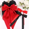 Atoden Hair Bows Black Red 4Pcs Silky Satin Hair Ribbons Cute Coquette Bows Oversized Long Tail Bow Hair Barrettes Metal Clips Big Bowknot Hair Accessories for Women Teen Girl Gifts Trendy Stuff
