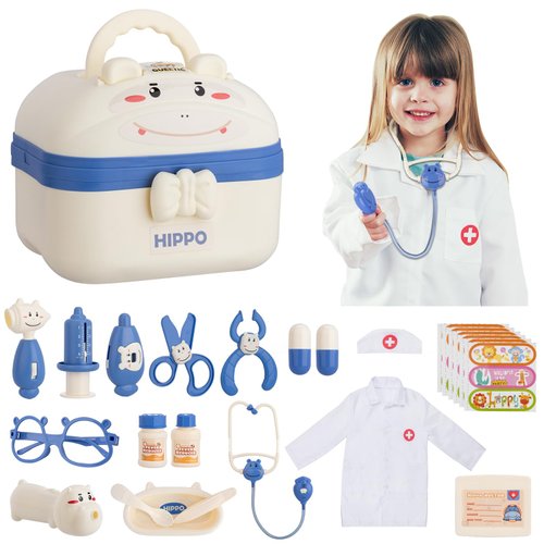 GUEETIC Doctor Kit for Toddlers 3 4 5 Years Old Boys Girls, Kids Doctor Playset Gift, Pretend Play Medical Set with Stethoscope, Doctor Role Play Dress Up Costume Christmas Birthday Gifts for 2 3 4 5