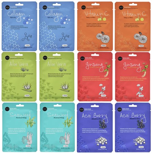 celavi Essence Facial Face Mask 12 Sheets K-Beauty Skincare Korea Skin Care Moisturizing C type