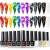 MIZHSE 12PCS Marble Nail Polish, Blooming Gel Marble Ink for Nails Gold Blue Purple Nail Ink Watercolor Magic Blossom Gel Nail Polish for Nail Salon Home DIY