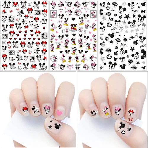 Cartoon Nail Art Stickers Decals 3D Nail Art Supplies Designer Nail Stickers Cute Nail Art Adhesive Decals Accessories DIY Nail Design for Women Kids Girls Manicure Decorations 6 Sheets