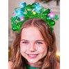 Yean St Patrick Day Shamrock Headband Light Up Ball Green Bow Headdress Holiday Party Hair Band Costume Accessories for Women and Girl