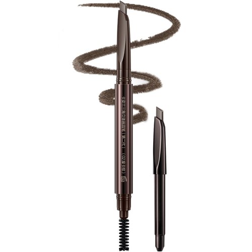 CRASLAN Makeup Brow Eyebrow Definer Pencil, Waterproof, Longlasting, Dual-Sided Brow Brush with Refill & Spoolie, 02 Mocha Brown,Triangle Tip