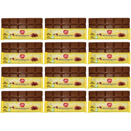 Freia Norwegian Milk Chocolate Bars, 12-Pack, 60g, Individually Wrapped, Rich, Decadent, Smooth Melt-in-Your-Mouth