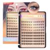 MLEN DIARY 132 Clusters Fox Eye Lash Clusters Wispy Cat Eye Lashes Individual Lash Extensions with Bottom Lashes 4D D Curl Manga Eyelash Extension Kit Fluffy Mink Lashes Natural Look Faux False Lashes