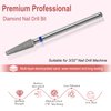 ZIRATONES Diamond Safety Nail Drill Bits Round Top Tapered Electric Nail Drill File Cuticle Cleaner Tool for Acrylic Nails Rotary Nail Drill Machine Manicure Pedicure Polishing (Medium)