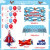 Airplane Birthday Party Decorations,Airplane party Supplies Kit-Balloons Arch Garland Kit,Airplane Birthday Backdrop,Tablecloth,Cake Topper,Airplane Birthday Party Supplies