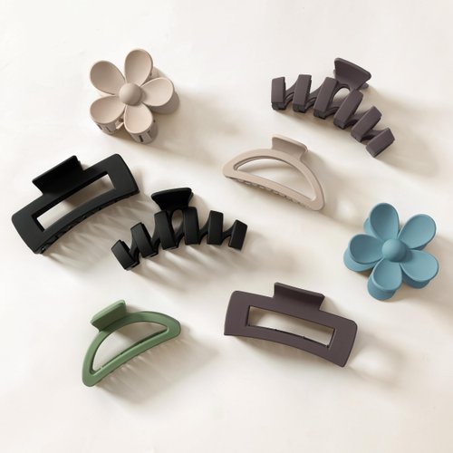 Sunolga 8PCS Hair Clips for Women, Flower Claw Clips for Thick Hair, Non-Slip Hair Accessories wi...