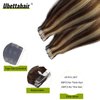 Real Hair Extensions Tape in Chocolate Brown to Caramel Blonde Highlights Human Hair Extensions20 Pieces 22 Inch 60 gram Skin Weft Hair Extensions Seamless Silk Remy Hair Tape on Extensions