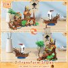 IMCUAMK 2 Styles Pirate Island Building Block Set - 833PCS Transforming Pirate Wharf & Ship, STEM Bricks Kit for Kids Ages 6-12+, Creative Toy with Treasure Chest