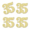 Big Dot of Happiness Gold Glitter 35 - No-Mess Real Gold Glitter Cut-Out Numbers - 35th Birthday Party Confetti - Set of 24