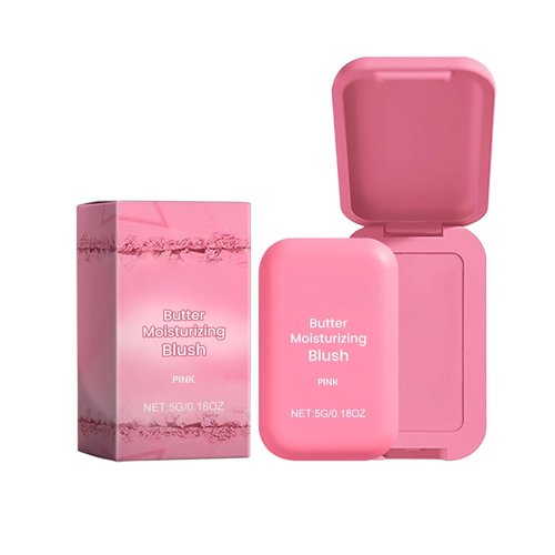 Butter Moisturizing Blush,Butter Powder Blush for Cheeks Makeup,Long Lasting Lightweight, Buildable Formula, for Eyes, Lip and Cheek,Natural-Looking Matte Finish,2PCS (Pink)