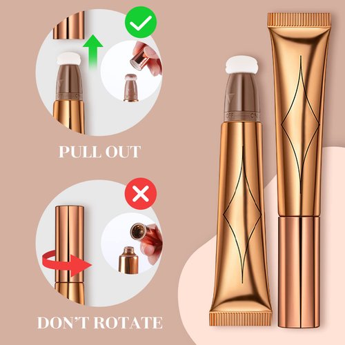 Reddhoon Highlighter Beauty Wand, Liquid Face Highlighter Stick with Cushion Applicator, Long Lasting Smooth Natural Matte Finish, Lightweight Blendable Super Silky Cream Highlighter Stick (04#