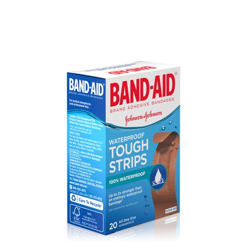 Band-Aid Brand Adhesive Bandages Tough Strips, Waterproof, 20 Count (Pack of 2)