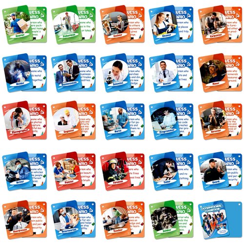 50PCS Occupations Cognitive Flash Cards for Kids,Cognitive Pictures Flashcards for Career, Portable Waterproof Professions Flash Card for Children, Means of Work Learning for 3+ Years
