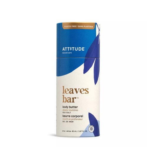 ATTITUDE Body Butter Bar, EWG Verified, Plant and Mineral-Based Ingredients, Plastic-free Vegan and Cruelty-free Beauty Products, Nourishing, Sea Salt, 2.87 Fl Oz