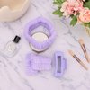 ACO-UINT 4Pcs Purple Spa Headband and Face Washing Wristbands Set, Skincare Headband Face Wash Headband Makeup Headband, Hair Claw Clip Skin Care Headband for Washing Face