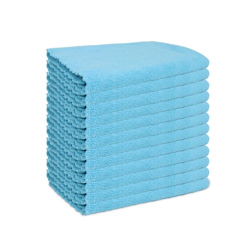 Arkwright SmartEdge Microfiber Cleaning Cloths - (Pack of 12) Thick Edge Less Dish Drying Towel for Car, Polishing, Washing, and Auto Detailing, 16 x 16 in, Blue