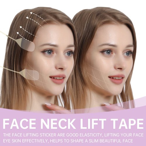 JLK-Sunset Face Lift Tape, Face Lift Sticker Ultra-thin Invisible Face Tape for Instant Face, V-face Neck and Eye Lift (4pcs Elastic Bands 20pcs Replacement Tapes)