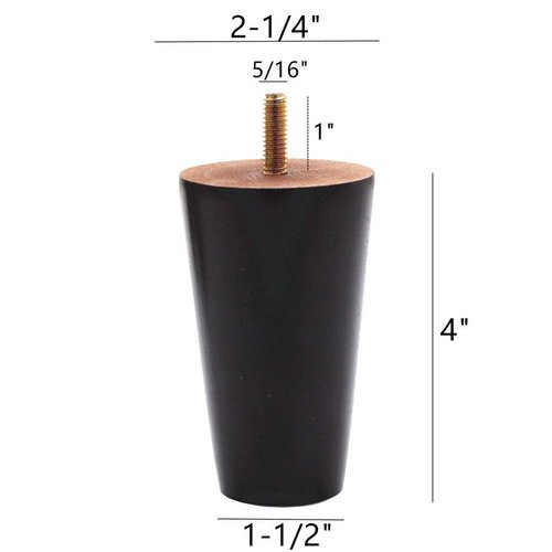 WEICHUAN Round Solid Wood Dark Walnut Finish Replacement Sofa Couch Chair Ottoman Loveseat Coffee Table Cabinet Furniture Wood Legs Wood Furniture Legs(4" Set of 4)