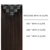 FUBILI Clip in Hair Extensions Balayage Dark Brown to Chestnut Brown Ombre Real Human Hair 12 Inch 80g 5pcs Natural Remy Hair Extensions