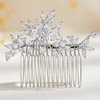 AW BRIDAL Cubic Zirconia Wedding Hair Comb Hair Accessories Flower Bridal Hair Clip Hair Pieces for Brides Bridesmaids Women (Silver)