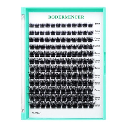 Bodermincer 10-12-14-16mm MIX D Curl Lash Clusters Individual Lashes Mink Cluster Eyelash Extension Natural 3D Russian Volume Faux Eyelashes Individual Lashes Makeup (M01# 8-10-12-14-16mm MIX)