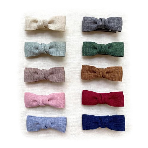 Baby Girls Tiny Hair Bow Clips, 10pcs Boutique Fully Lined Hair Pins Mini Baby Barrettes Accessories for Infants Toddlers Fine Hair by Cherssy