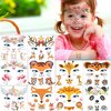 GLARYYEARS 10 Set Animal Temporary Face Tattoo Sticker Set, Water Transfer Panda Deer Giraffe Fox Tiger Floral Festival Body Paint Stickers, Makeup For Halloween Christmas Party Supplies Decor