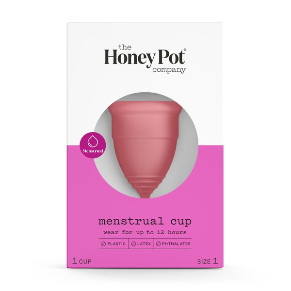 The Honey Pot Company - Menstrual Cup - Natural Feminine Hygiene Products - Hypoallergenic and Flexible Medical-Grade Silicone - Reusable and Washable Protection for Periods - Size 1