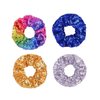 PNEIFON 4 Pack Hair Scrunchies, Sequin Scrunchies Elastic Stretch Sparkly Glitter Fashion Scrunchie Hair Tie Ponytail Holders Bun Cover for Girls and Women (style1)
