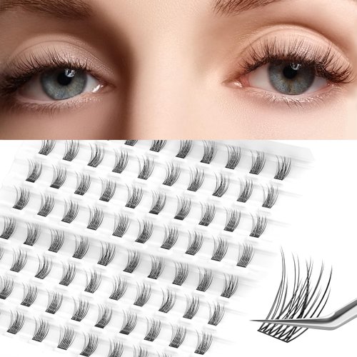 EASITENSION Lash Clusters DIY Eyelash Extension,80 Clusters Lashes 10mm 12mm 14mm 16mm Mix 3D Effect Eyelash,Easy to Apply at Home 12MM NATURAL