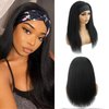 Jreitsere Headband Wig Kinky Straight 24 Inch Kinky Straight Headband Wig Human Hair Glueless Human Hair Wigs Machine Made No Lace Kinky Straight Headband Wig Natural color