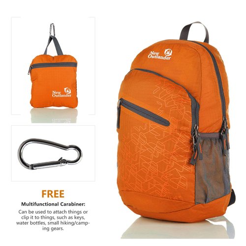 Outlander Packable Handy Lightweight Travel Hiking Backpack Daypack-Orange-L