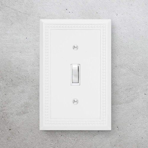 Sunken Pearls Decorative Wall Plate Switch Plate Outlet Cover, Durable Solid Zinc Alloy (Single Toggle, 2 Pack, White)