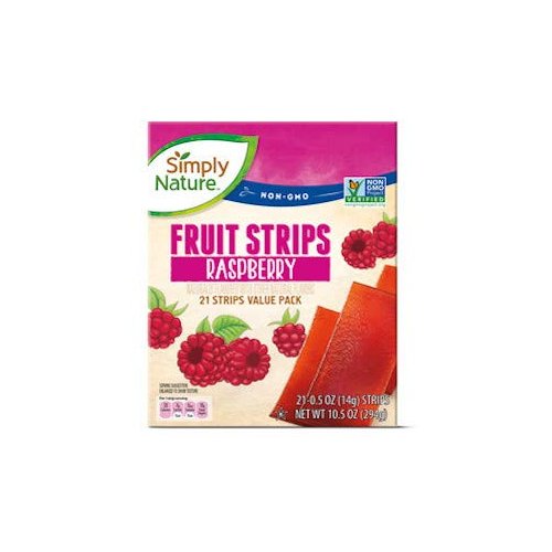 Simply Nature NON-GMO Fruit Strips Raspberry 21 Strips Value Pack